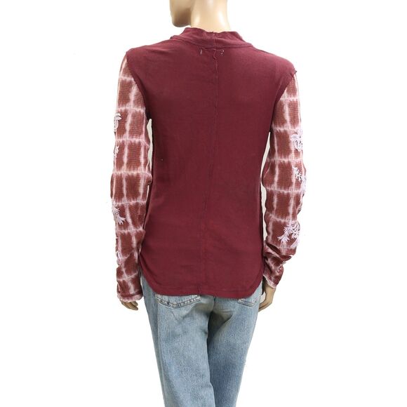 Free People We The Free Rose Kiss Tee Blouse Top Floral Embroidered M NWD 281806 - Picture 7 of 11